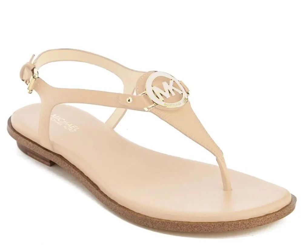 MICHAEL KORS Mallory Tan Leather T-Strap Sandal Size 9M
